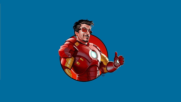 Iron Man illustration, minimalism, red, one person, men, copy space