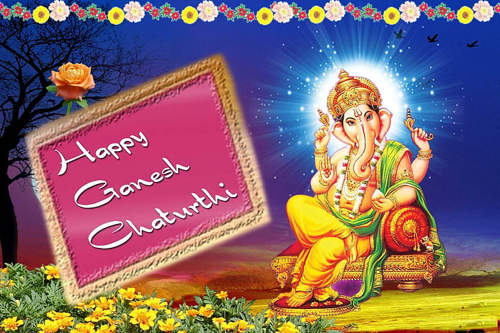 HD wallpaper: Happy Ganesh Chaturthy Greetings HD Indian God Photos, ganesha  | Wallpaper Flare