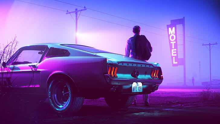 Hd Wallpaper Mustang Ford Auto Night Neon People Machine Background Wallpaper Flare