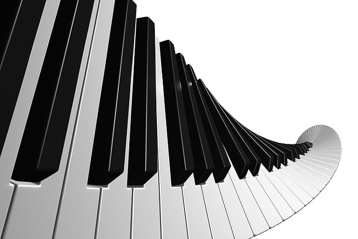 piano key wallpaper, white, black, keys, piano music, musical Instrument