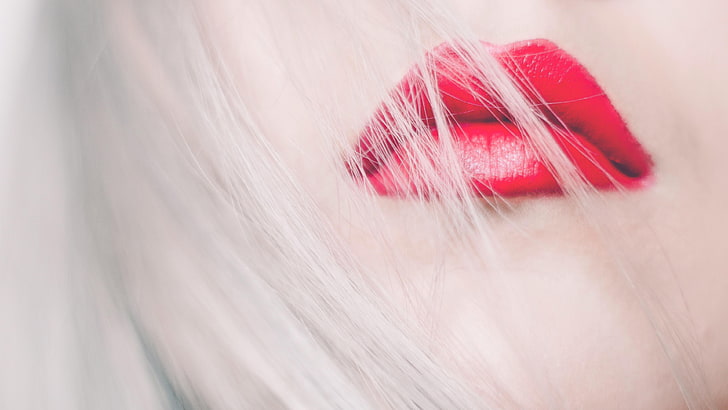 blond, red lips, beauty, blonde, hair, woman, girl, HD wallpaper