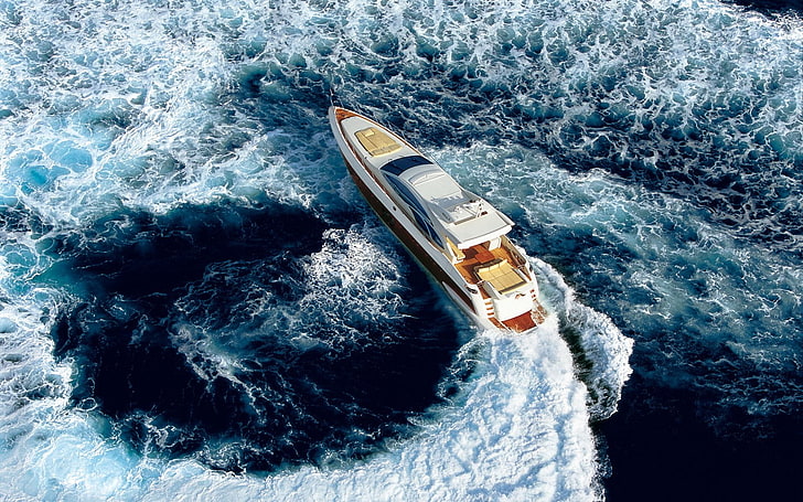 boat, yachts, water, nautical vessel, sea, high angle view, HD wallpaper
