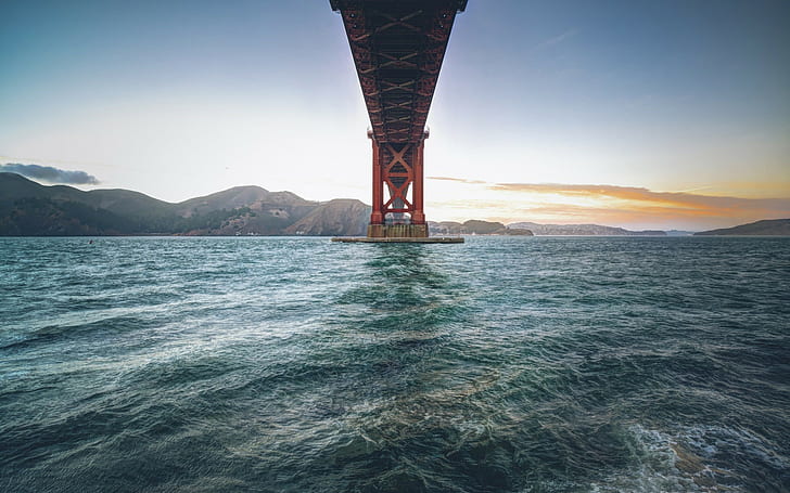 Golden Gate Bridge, water, San Francisco, hills, HD wallpaper