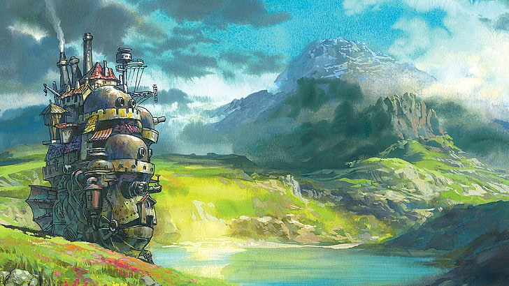 Movie, Howl's Moving Castle, Countryside, Mechanical, Scenery