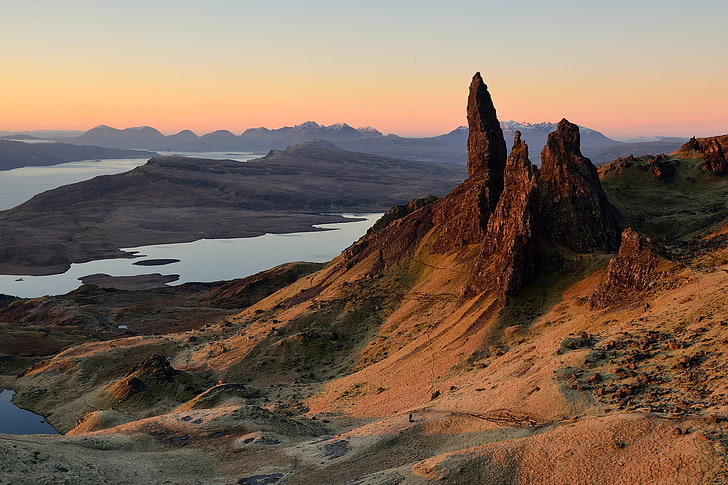 mountains, hills, people, morning, Scotland, photographer, Isle of Skye, HD wallpaper
