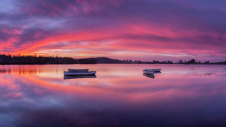 Photography, Sunset, Boat, Lake, Loch Lomond, Scotland, HD wallpaper