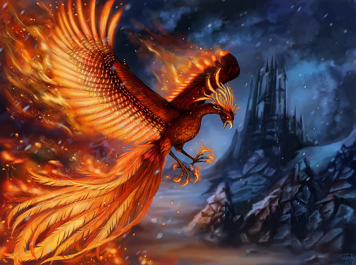 Blue phoenix, bird, fire, HD phone wallpaper | Peakpx