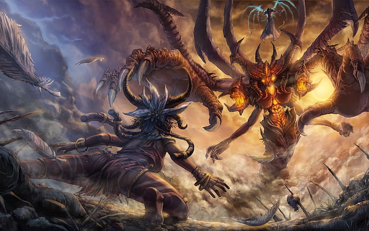 monster digital wallpaper, Diablo, Diablo III, fantasy art, digital art