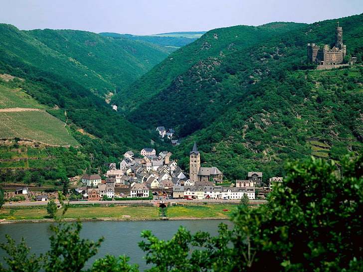 landscape, Germany, village, castle, medieval, fort