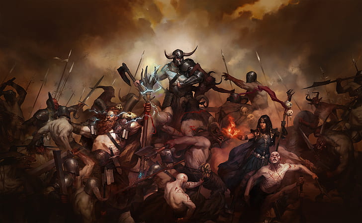 Video Game, Diablo IV, Barbarian, Battle, Sorceress, Warrior