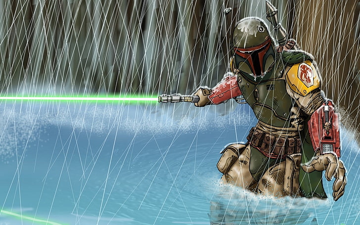 Boba Fett illustration, Star Wars, bounty hunter, occupation, HD wallpaper
