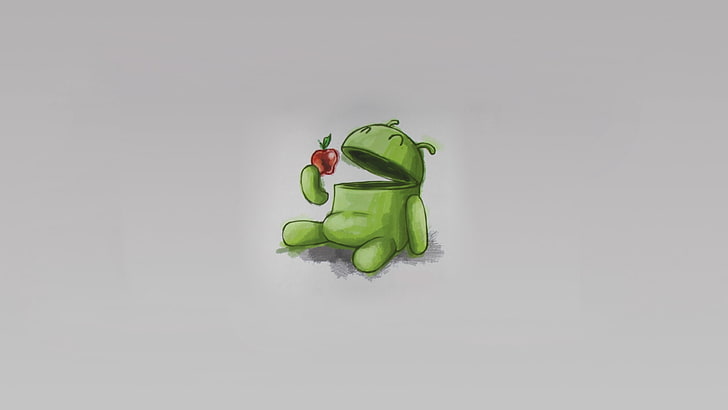 Android phone logo, apple, green, red, gray, frog, animal, cute, HD wallpaper