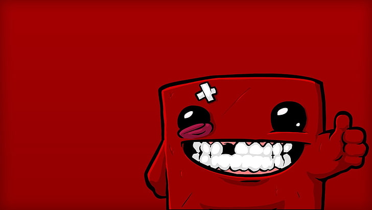 video games, Super Meat Boy, red, technology, no people, lighting equipment, HD wallpaper