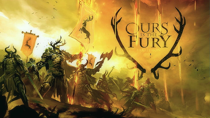 Ours is the Fury with text overlay, Game of Thrones, House Baratheon, HD wallpaper