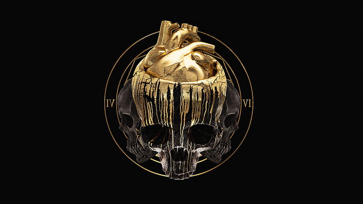 Apashe, gold, Project46, Skull And Bones, HD wallpaper