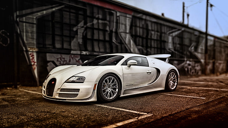white Bugati Veyron, Bugatti, 2010, Super Sport, US-spec, HD wallpaper