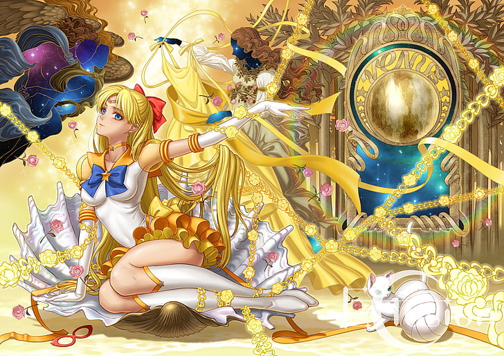Sailor Moon, Artemis (Sailor Moon), Minako Aino, Sailor Venus, HD wallpaper