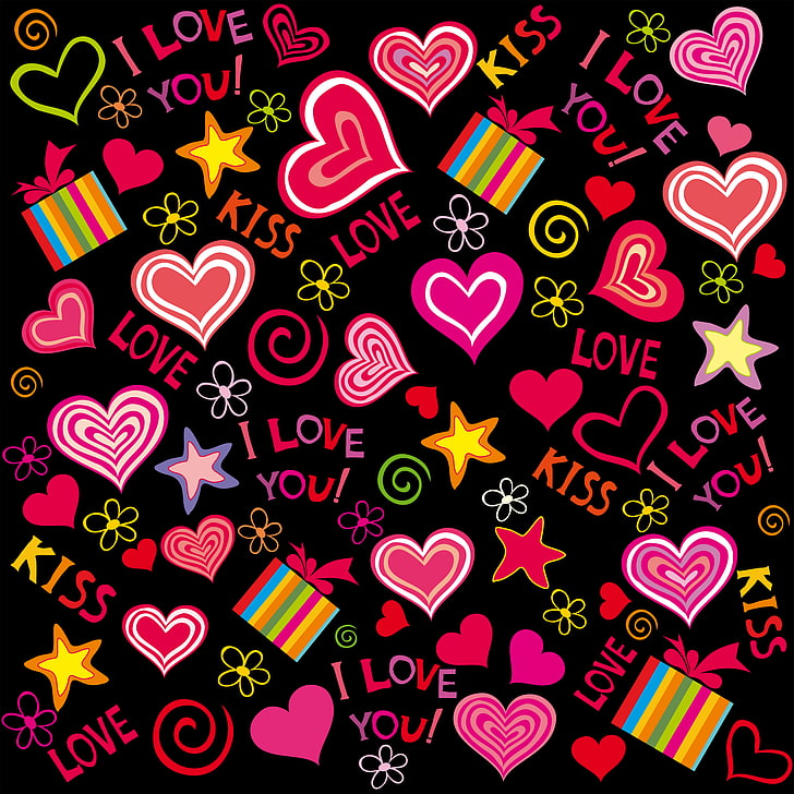 HD wallpaper: multicolored wallpaper, love, vector, hearts, background,  romantic | Wallpaper Flare