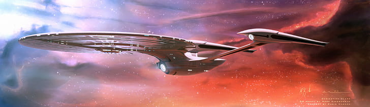 Star Trek, USS Enterprise (spaceship), artwork, nebula, HD wallpaper