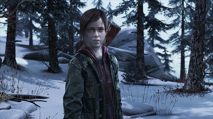 The Last Of Us character screengrab, apocalyptic, winter, Ellie