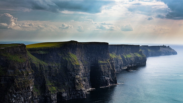 landscape, nature, sea, coast, Cliffs of Moher, Ireland, sky, HD wallpaper