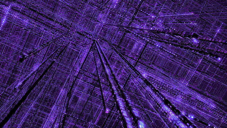 3d, abstract, Digital Blasphemy, Glowing, Grid, Purple, full frame, HD wallpaper