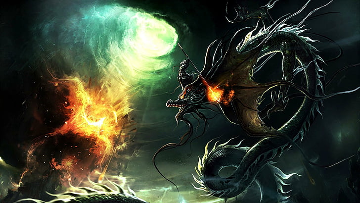 HD wallpaper: dragon, phoenix, fire, dark | Wallpaper Flare
