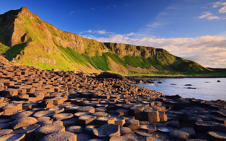 nature, landscape, water, sea, Giant's Causeway, Ireland, stones