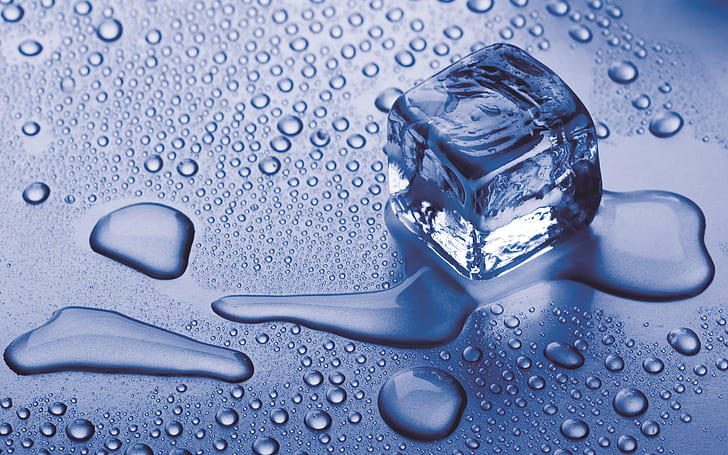 Ice cube, water, blue style, HD wallpaper