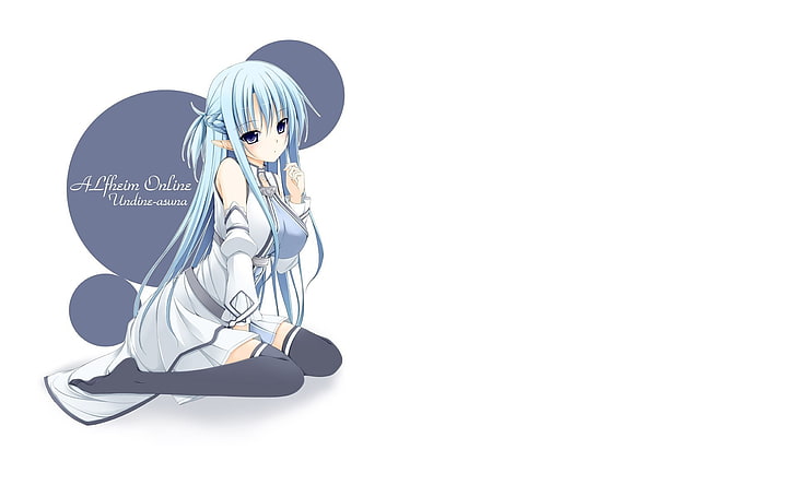 blue haired female anime character wallpaper, Sword Art Online