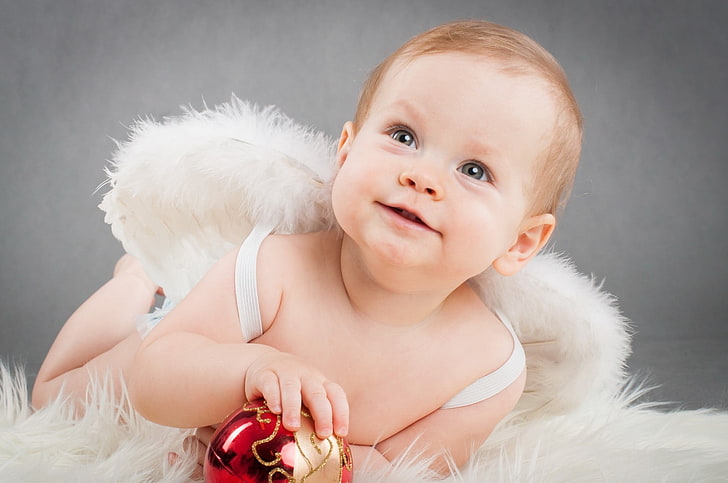 Baby, Toy, Ball, Wings, Angel, young
