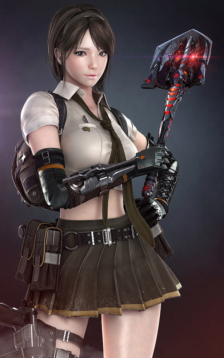 girl holding hammer character poster, CrossFire, PC gaming, 1911, HD wallpaper