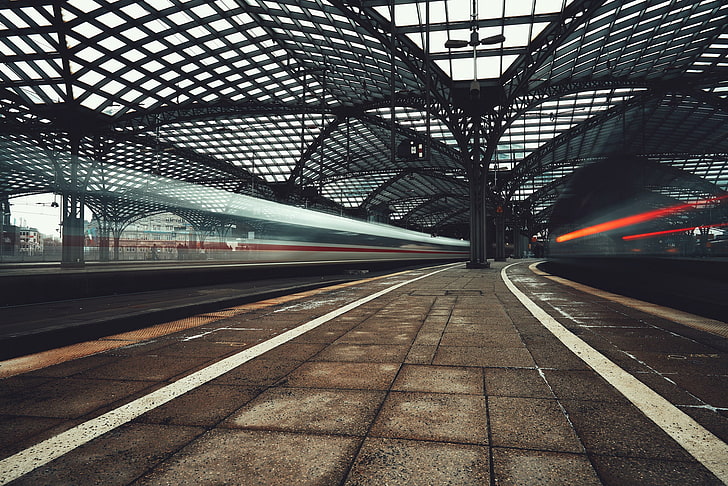 train station, railway, long exposure, Germany, motion blur