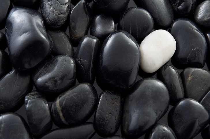 black rock lot, white, pebbles, stones, stone - Object, black Color, HD wallpaper