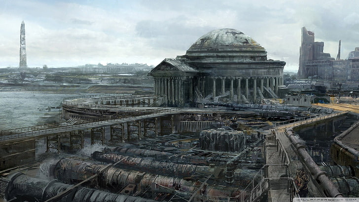 gray dome concrete buildimng, Fallout, Fallout 3, video games, HD wallpaper