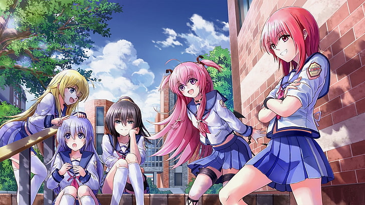 anime, anime girls, Angel Beats!, school uniform, schoolgirl, HD wallpaper