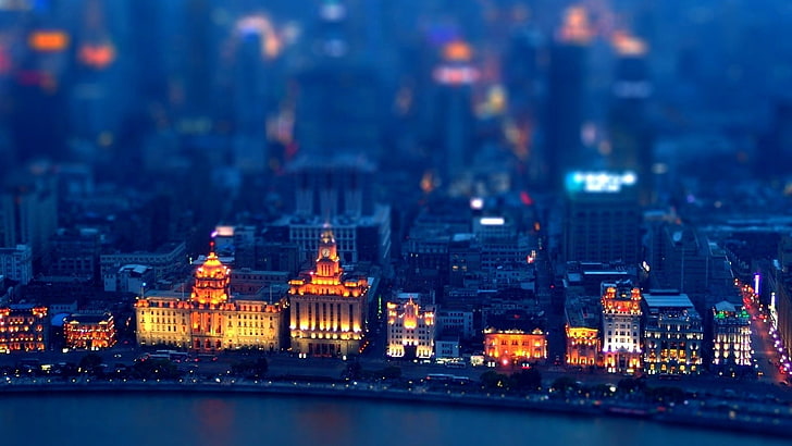 tilt-shift photography of cityscape, micro photography of miniature city