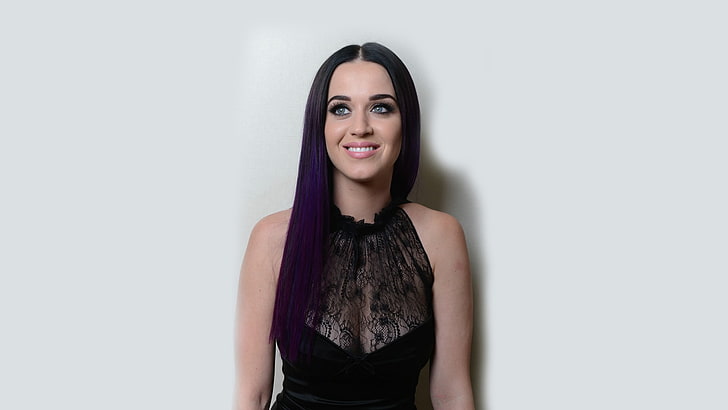 women's black halter top, Katy Perry, celebrity, cleavage, singer, HD wallpaper