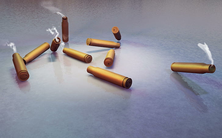 Shells 7.62, military, bullets, arms, weapons, 3d, 3d and abstract, HD wallpaper