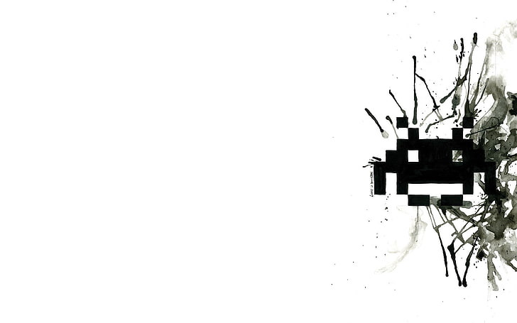 Space Invaders, copy space, no people, indoors, white background, HD wallpaper