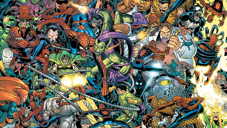 Spider-Man wallpaper, comics, Kingpin, Rhino (character), Green Goblin, HD wallpaper