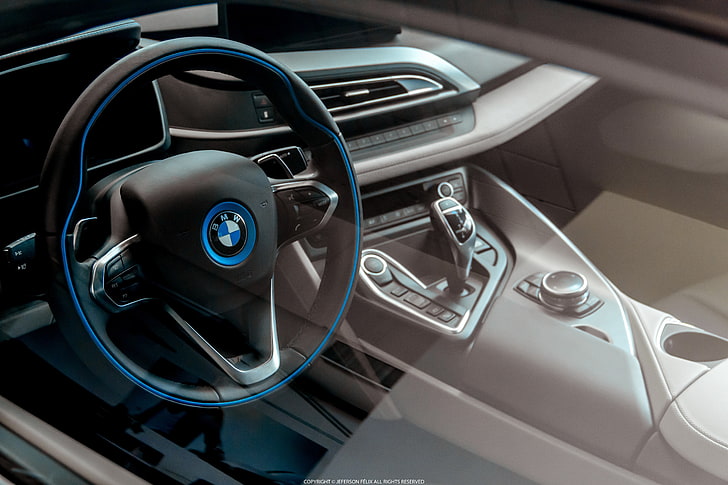 car, BMW i8, technology, motor vehicle, transportation, control panel, HD wallpaper