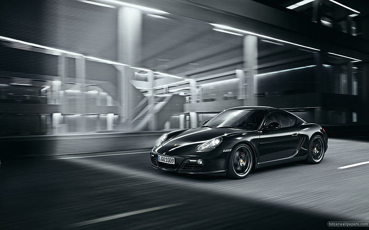 2012 Porsche Cayman S Black, greyscale of coupe, cars, HD wallpaper