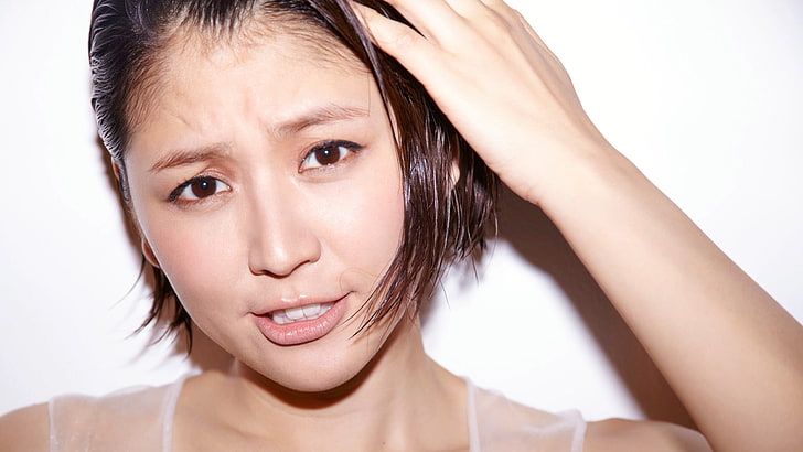 Masami Nagasawa, Asian, women, brown eyes, face, short hair, HD wallpaper