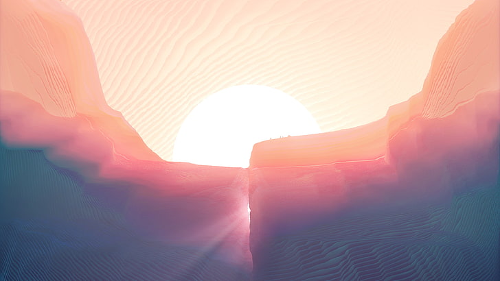 silhouette of mountain against sun, Mars, abstract, sunlight