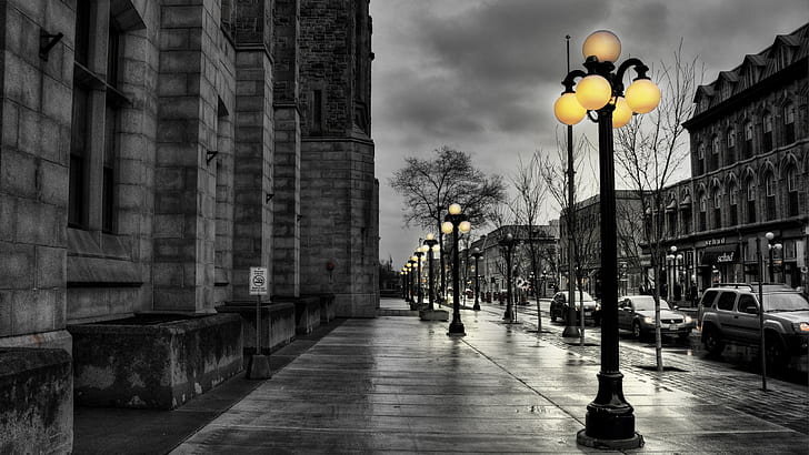 street, street light, rain, city, filter, vehicle