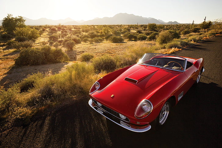 classic red convertible coupe, Ferrari, CA, Spyder, California