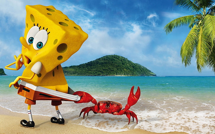 Spongebob Squarepants 3D wallpaper, movies, parody, water, sea, HD wallpaper