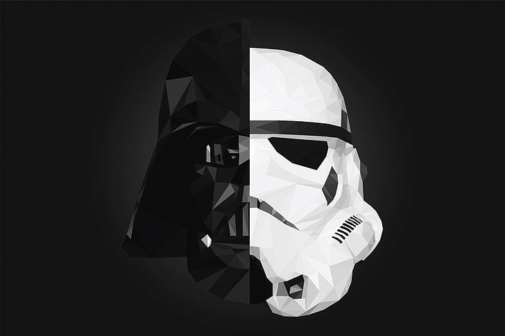 Star Wars Darth Vader and Stormtrooper illustration, low poly, HD wallpaper