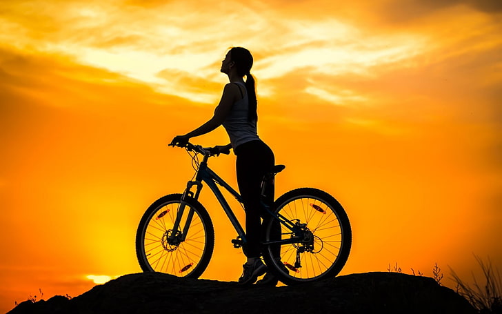 HD wallpaper: Cycling Mountain Sunset, black downhill mountain bike, Sports  | Wallpaper Flare